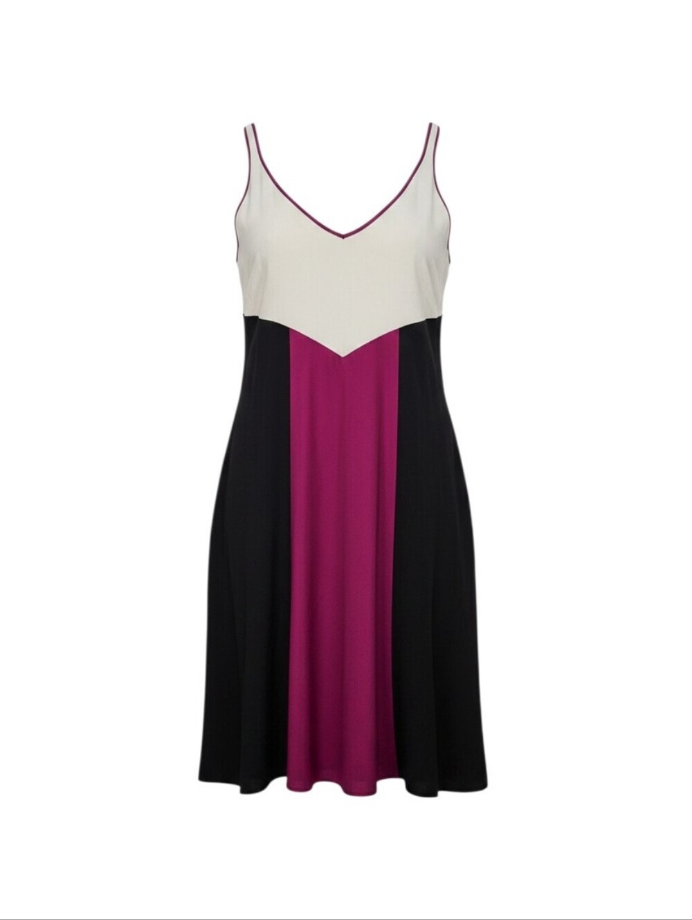 Jay Godfrey Silk V Neck Dress Black White Plum Size 6
